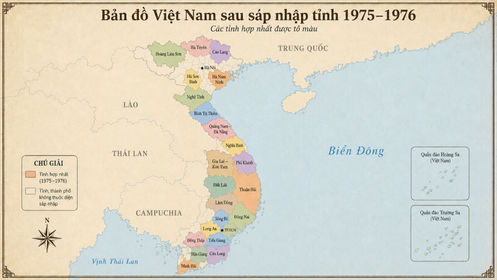 bản đồ sáp nhập Việt Nam 1976
