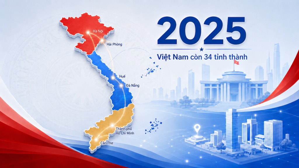 2025 sáp nhập 34 tỉnh